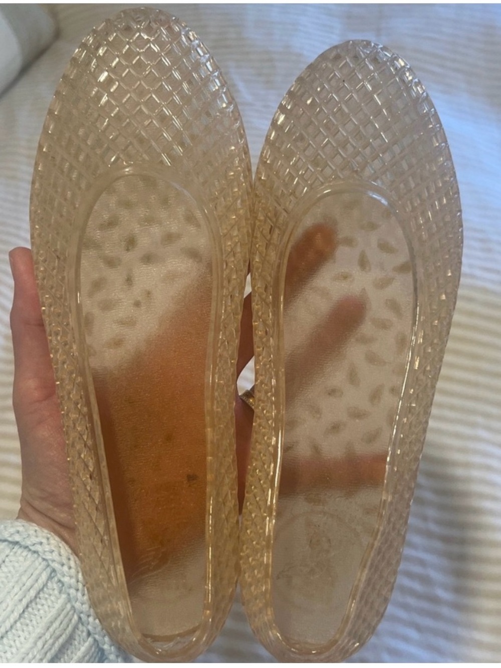 Ancient Greek Sandals, Iro Jelly Shoes, Nude/ gold glitter, 37 (7)